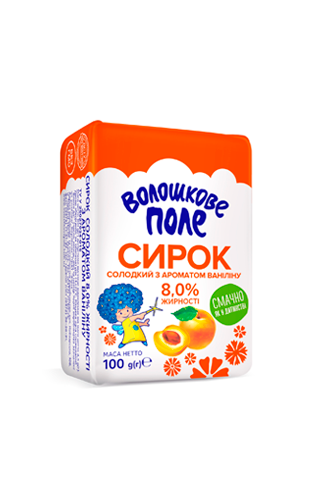 Волошкове поле сирок солодкий з курагою 8% жирності 100гр